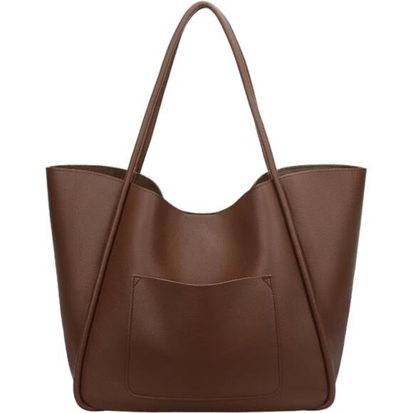 Tote Bag Vegan Leather Large Capacity Coffee - Picture 7 of 7
